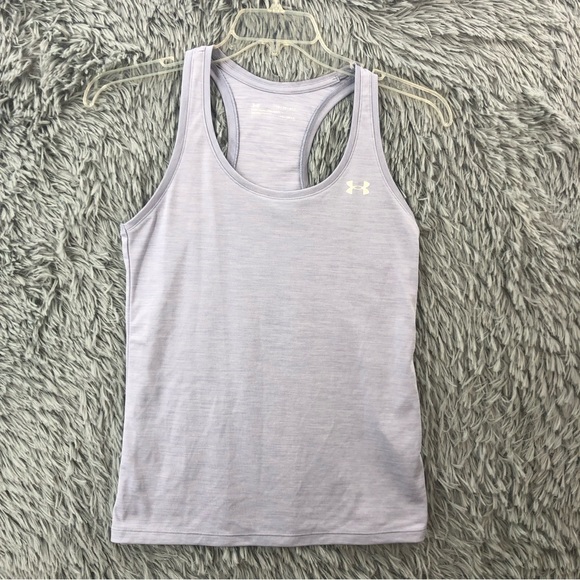 Under Armour UA Tank Top Womens XS Loose Heatgear Purple Logo Workout 🎃 - Picture 1 of 8
